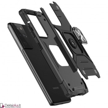 Wozinsky smūgiams atsparus dėklas su žiedu - juodas (Samsung S21 Ultra)   